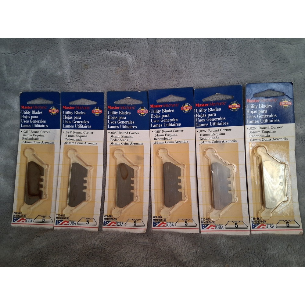 Master Mechanic 30pk Utility Blades .025 Round Corner MM0970-35 Made in USA 1997